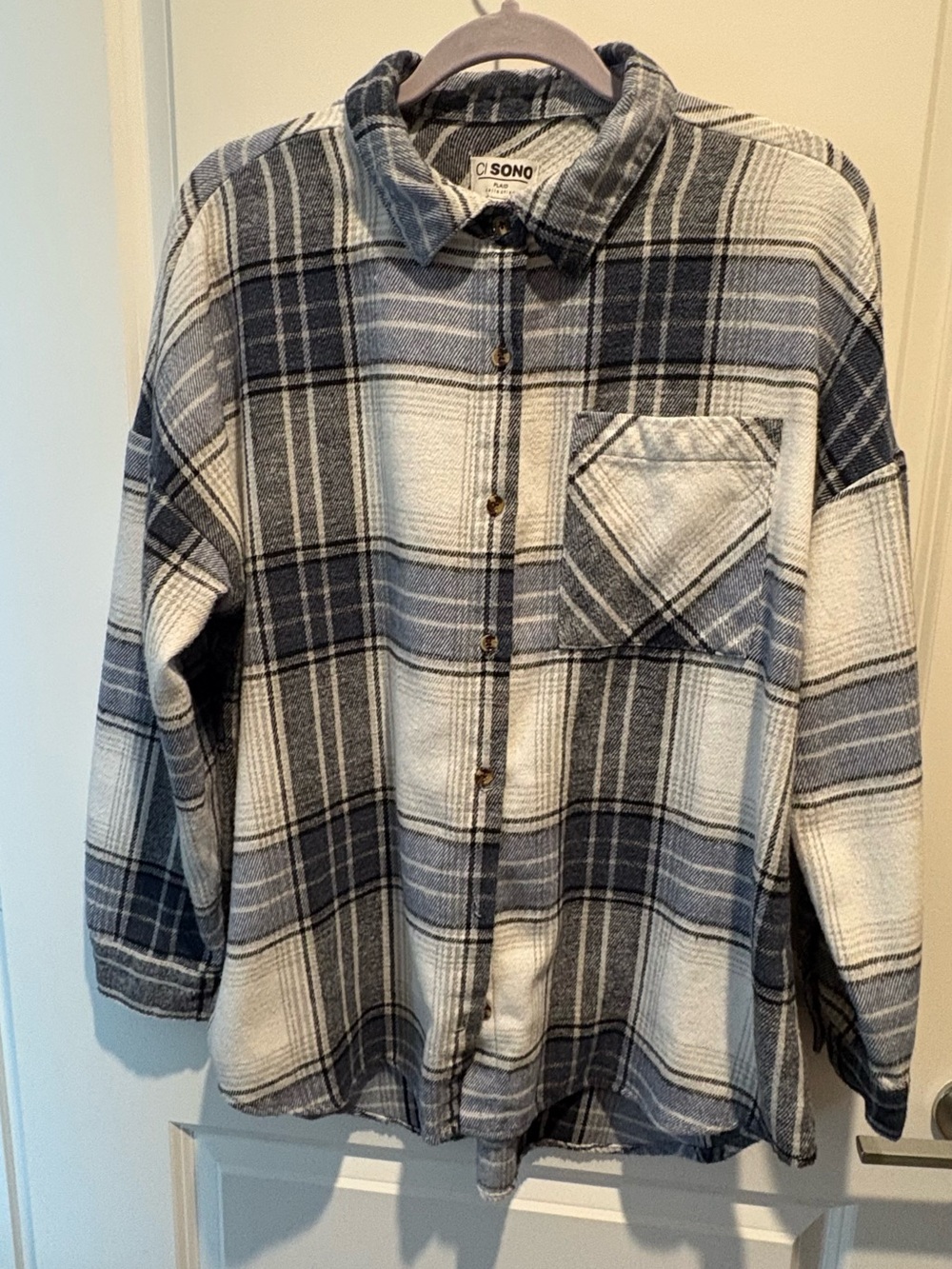 Sonos Blue and White Plaid Button-Down Shirt